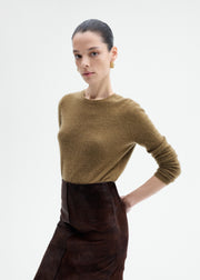 Long Sleeve Crew Sweater in Cashmere Silk - Tapenade - CO Collections